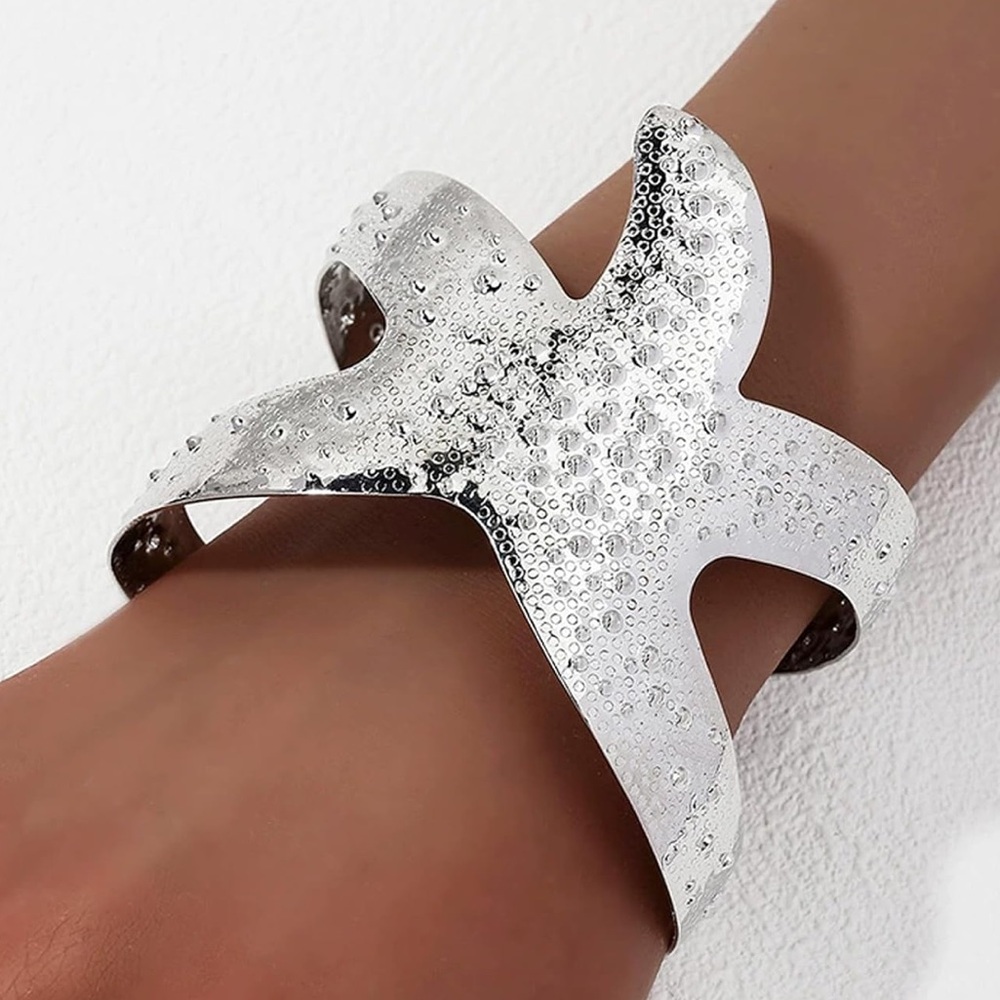 New! Starfish Silver Cuff Bracelet NWOT